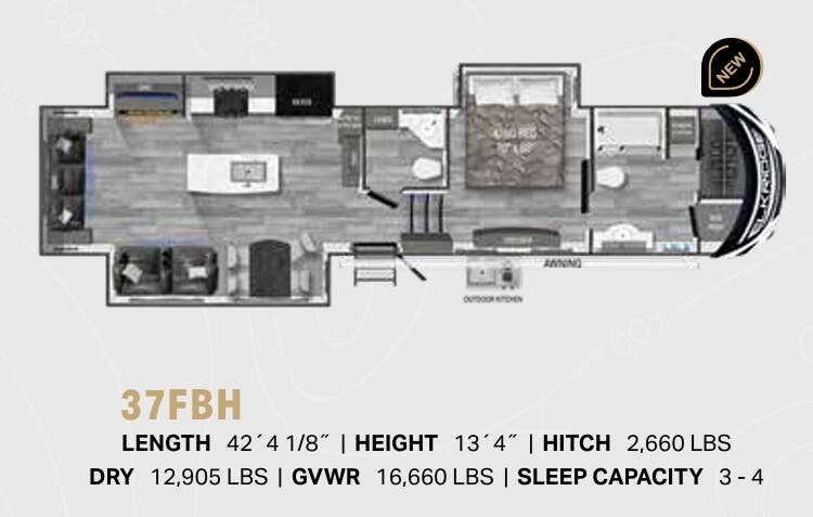 View 2023 Heartland ElkRidge 37FBH complete specs and manufacturer brochures