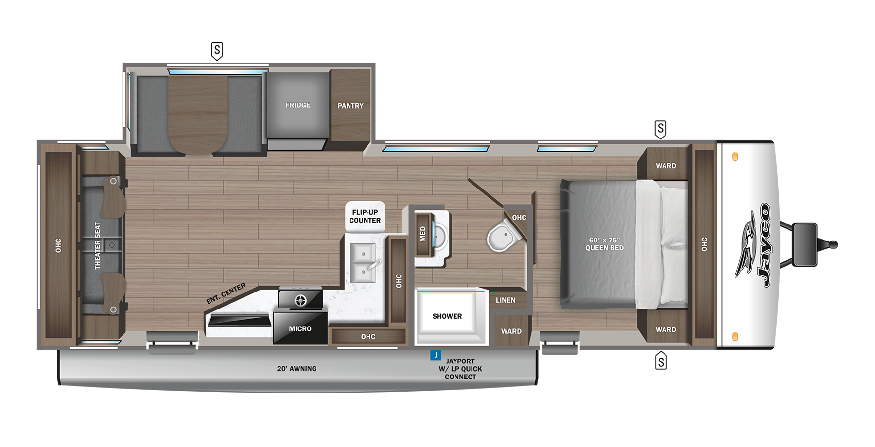 View 2023 Jayco Jay Feather 26RL complete specs and manufacturer brochures