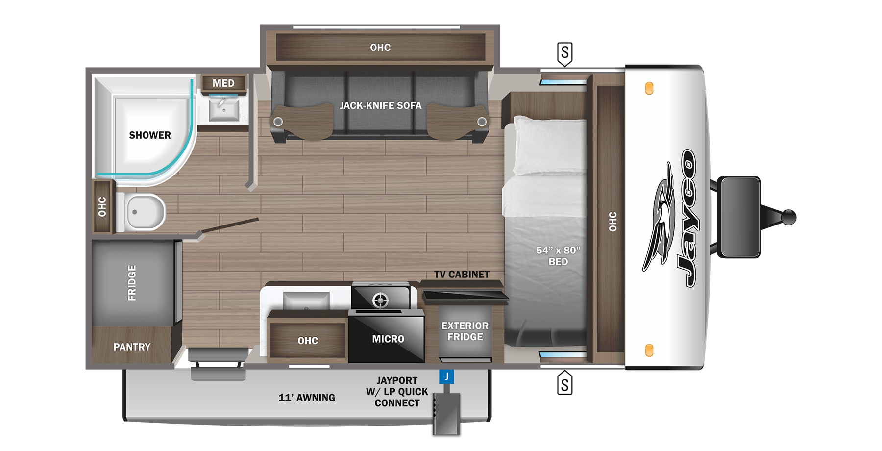 View 2023 Jayco Jay Feather Micro 166FBS complete specs and manufacturer brochures
