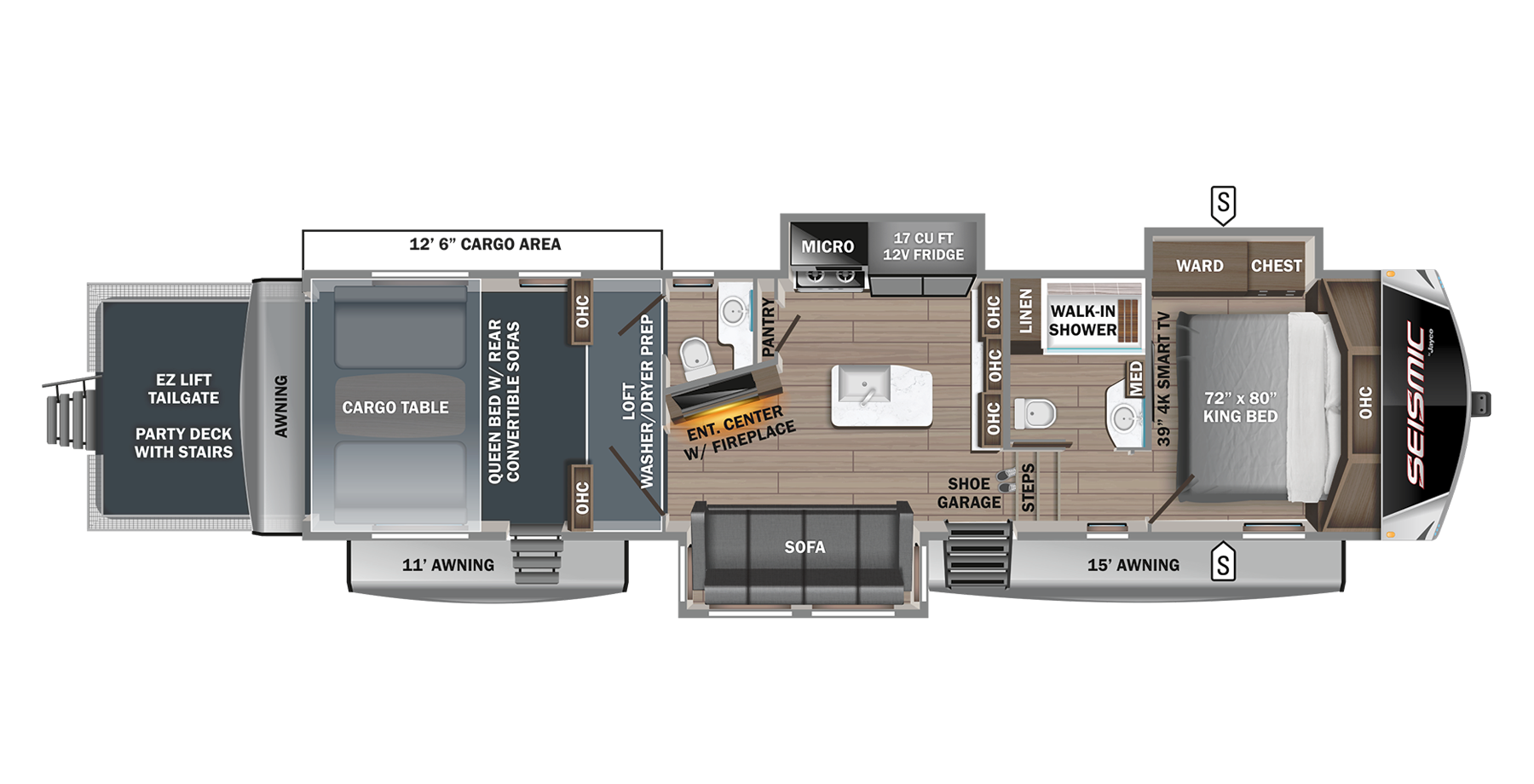View 2023 Jayco Seismic Luxury Series 3512 complete specs and manufacturer brochures