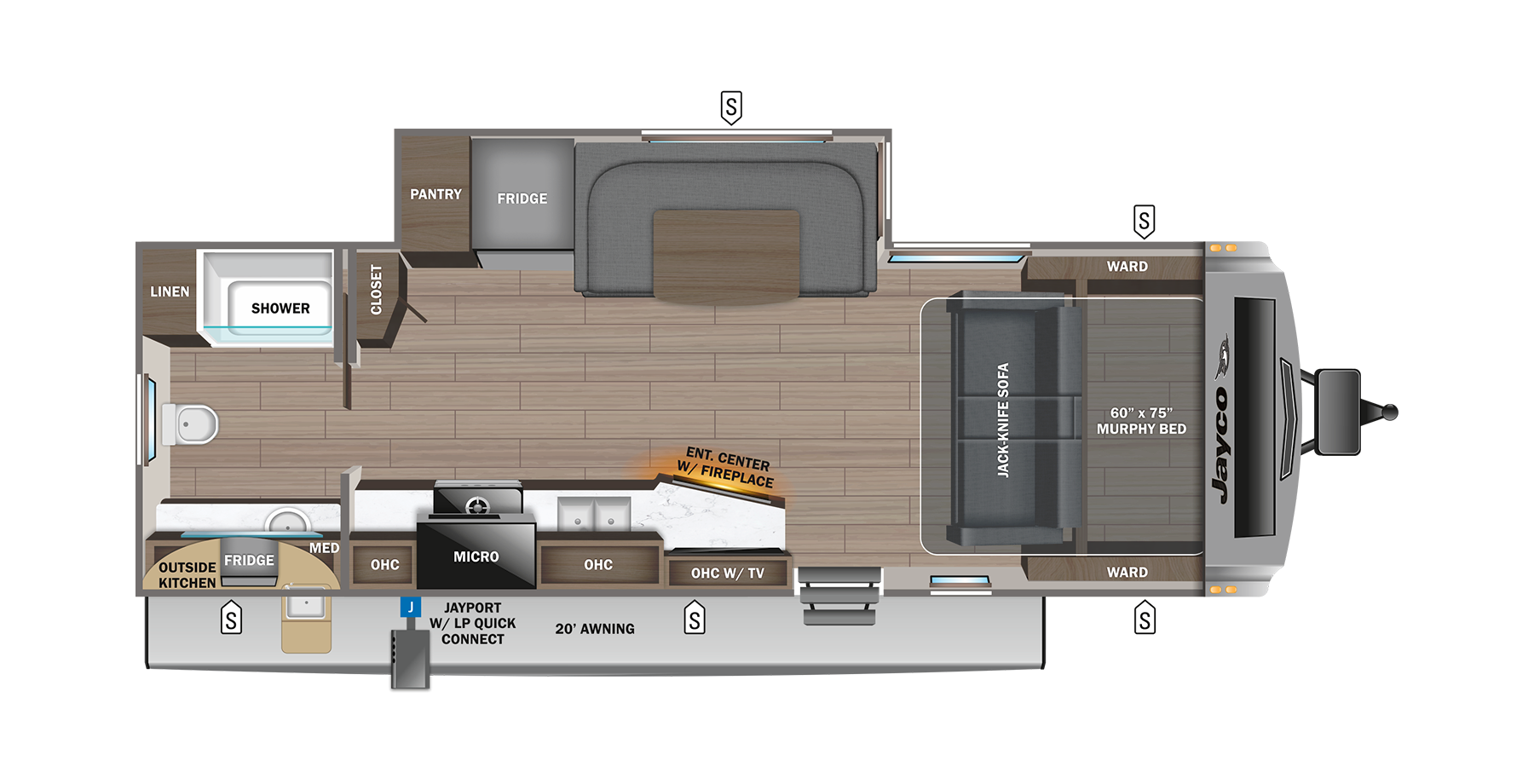 View 2023 Jayco White Hawk 24MRB complete specs and manufacturer brochures