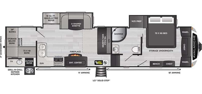 View 2023 Keystone Alpine Avalanche Edition 352BH complete specs and manufacturer brochures