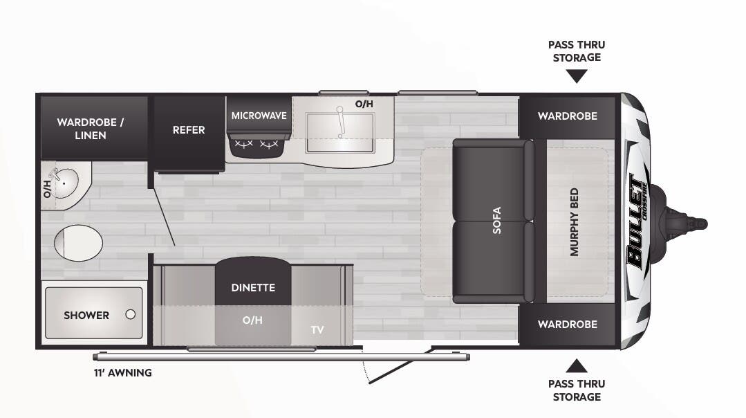 View 2023 Keystone Bullet Crossfire 1800RB complete specs and manufacturer brochures