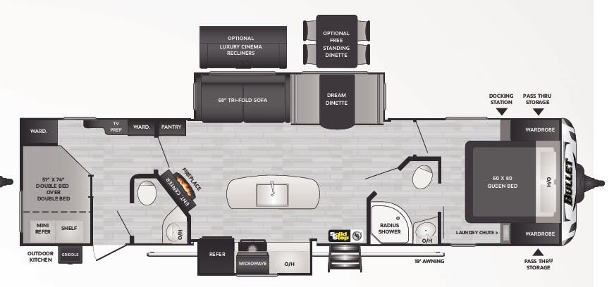 View 2023 Keystone Bullet Premium 330BHS complete specs and manufacturer brochures