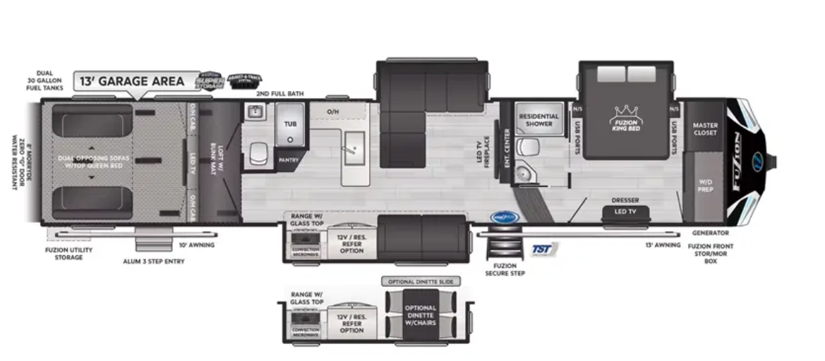 View 2023 Keystone Fuzion 430 complete specs and manufacturer brochures