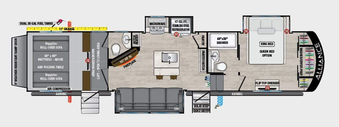 View 2024 Alliance RV Valor 36V11 complete specs and manufacturer brochures