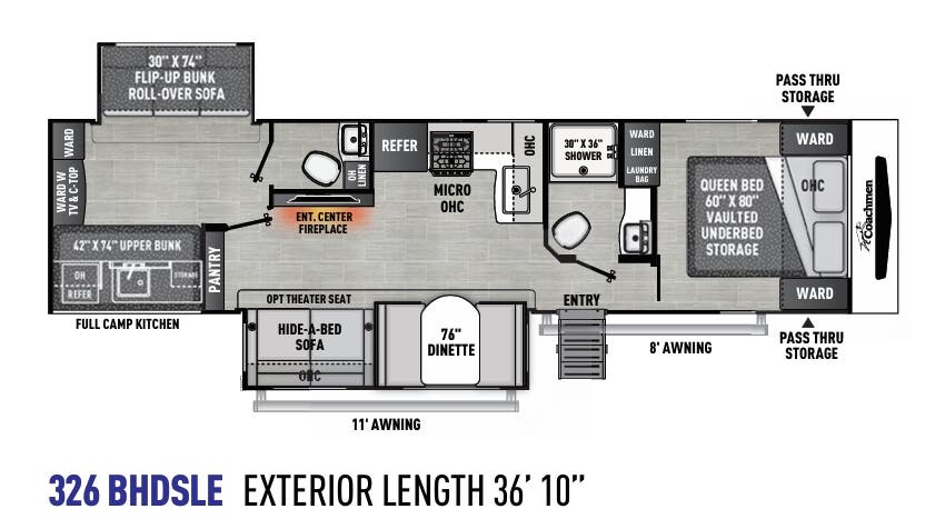 View 2024 Coachmen Freedom Express Maple Leaf Edition 326 BHDSLE complete specs and manufacturer brochures