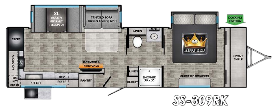 View 2024 CrossRoads Sunset Trail Super Lite SS-309RK complete specs and manufacturer brochures