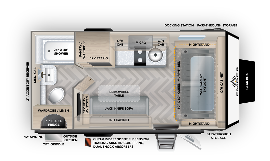 View 2024 Ember RV Overland 170MRB complete specs and manufacturer brochures