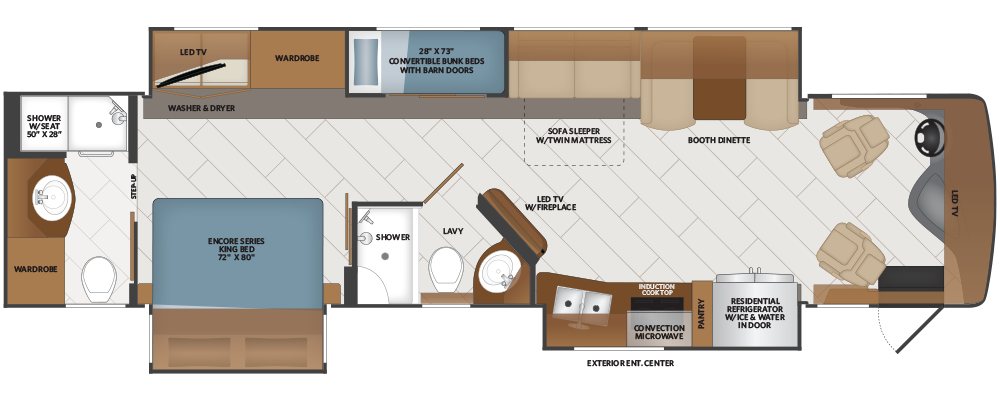 View 2024 Fleetwood Discovery 38N complete specs and manufacturer brochures
