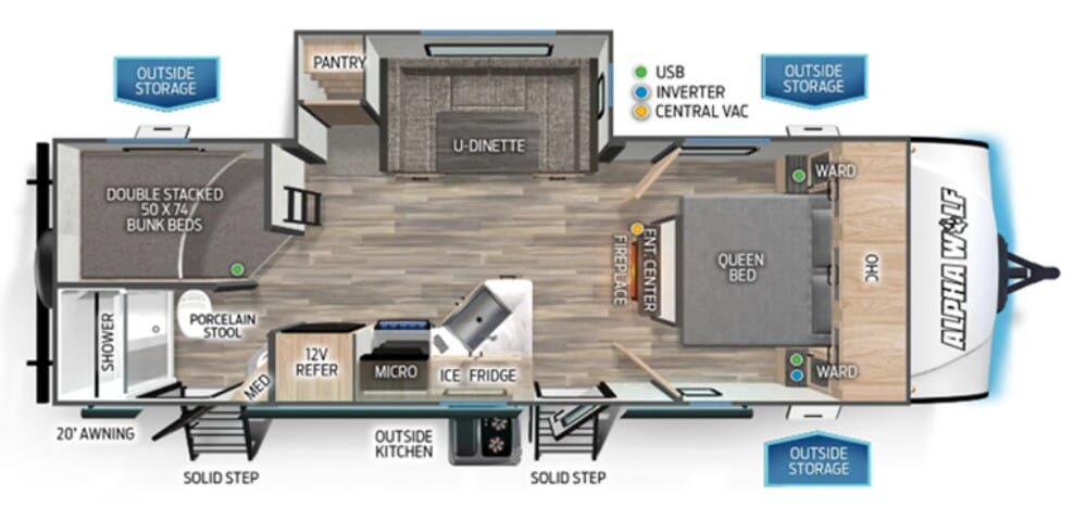 View 2024 Forest River Alpha Wolf 23DBH complete specs and manufacturer brochures