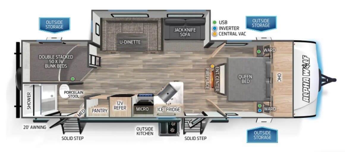 View 2024 Forest River Alpha Wolf 26DBH complete specs and manufacturer brochures