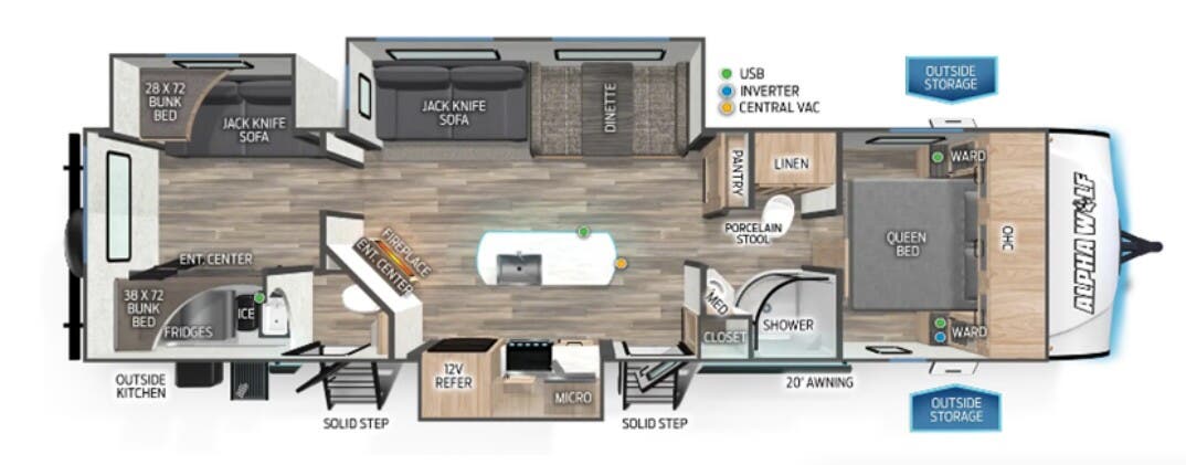 View 2024 Forest River Alpha Wolf 33BH complete specs and manufacturer brochures
