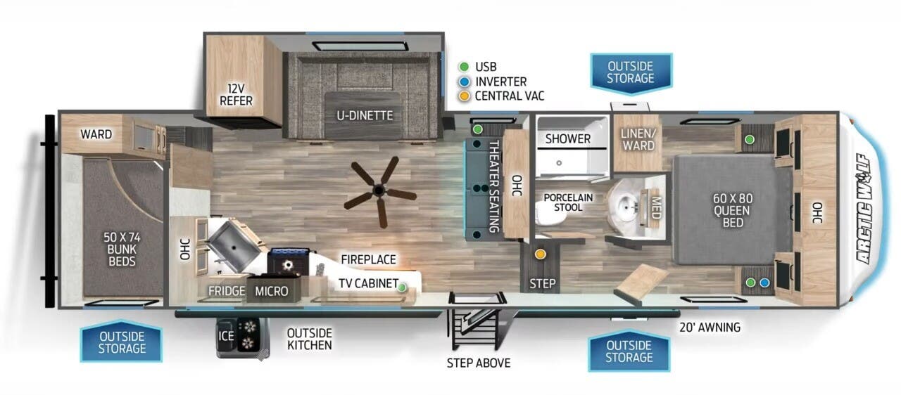 View 2024 Forest River Cherokee Arctic Wolf 287BH complete specs and manufacturer brochures