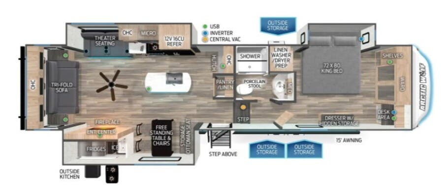 View 2024 Forest River Cherokee Arctic Wolf 3550SUITE complete specs and manufacturer brochures