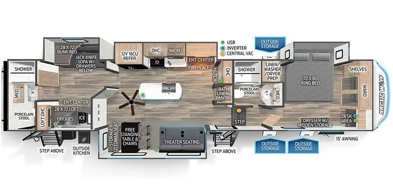 View 2024 Forest River Cherokee Arctic Wolf 3810SUITE complete specs and manufacturer brochures