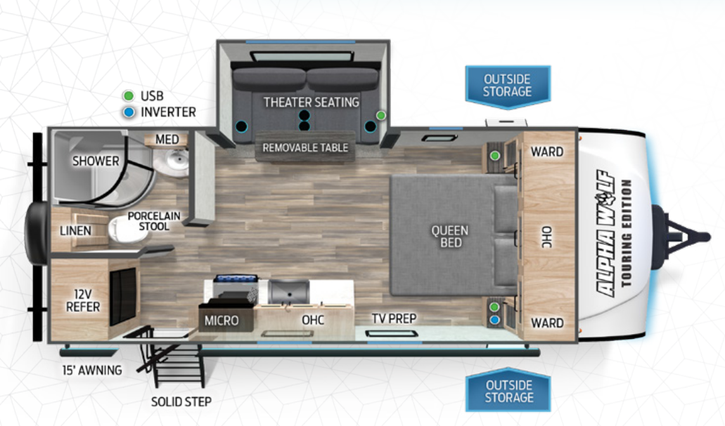 View 2024 Forest River Cherokee Alpha Wolf Touring Edition 17CB complete specs and manufacturer brochures