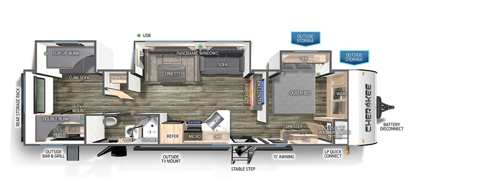 View 2024 Forest River Cherokee Wolf Den Black Label 324TSBL complete specs and manufacturer brochures