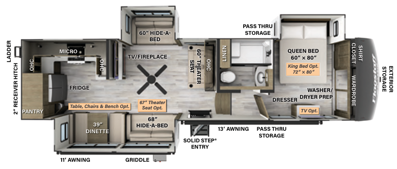 View 2024 Forest River Flagstaff Classic F371RK complete specs and manufacturer brochures