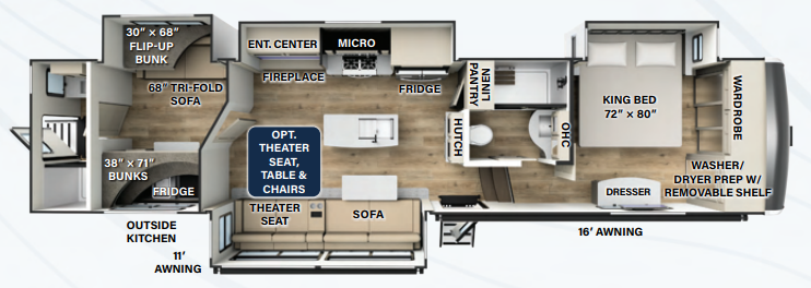 View 2024 Forest River Rockwood Luxury R375BH complete specs and manufacturer brochures