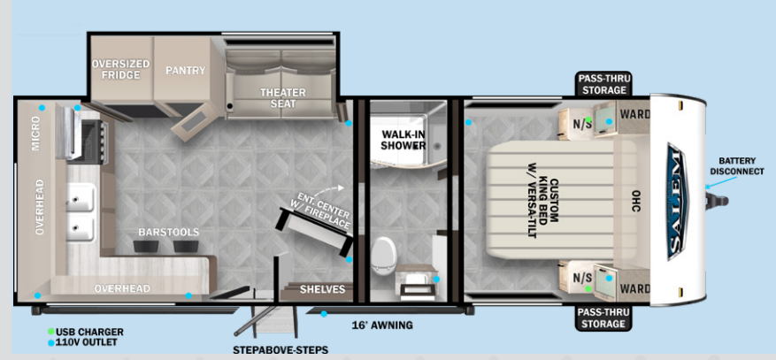 View 2024 Forest River Salem 22ERAS complete specs and manufacturer brochures
