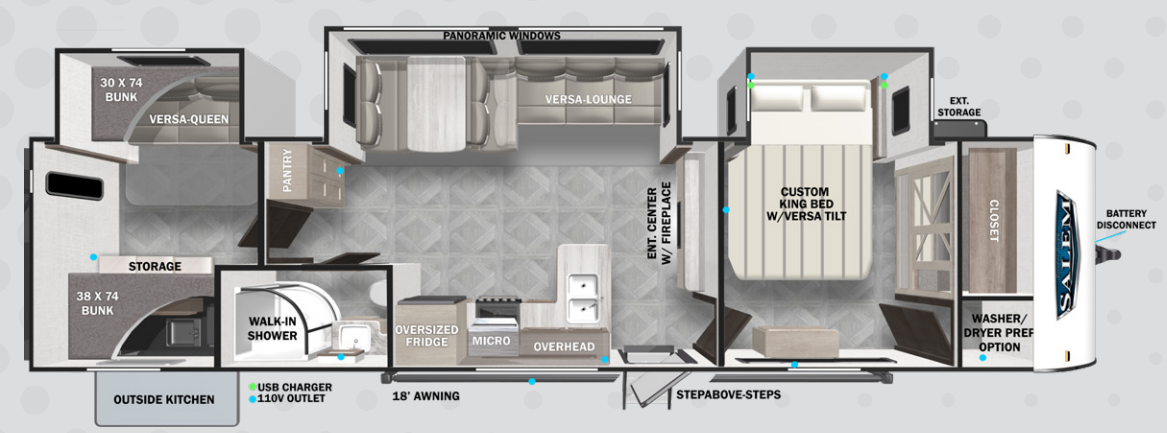 View 2024 Forest River Salem 33TS complete specs and manufacturer brochures
