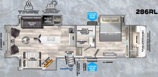 View 2024 Forest River Wildwood Heritage Glen 286RL complete specs and manufacturer brochures