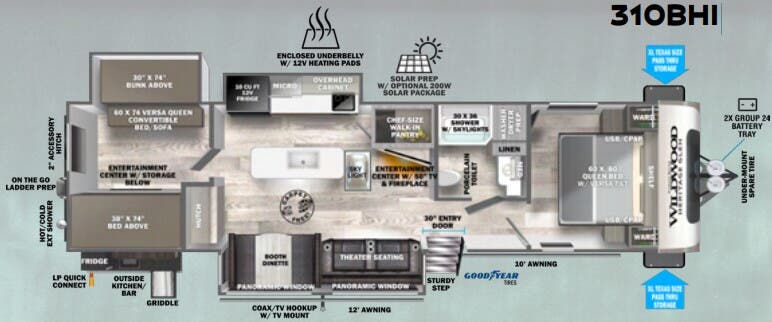 View 2024 Forest River Wildwood Heritage Glen 310BHI complete specs and manufacturer brochures