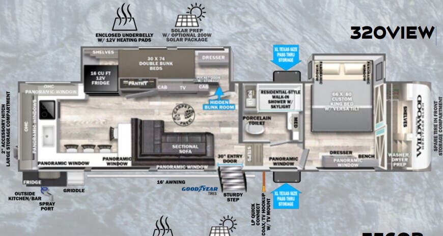 View 2024 Forest River Wildwood Heritage Glen 320VIEW complete specs and manufacturer brochures