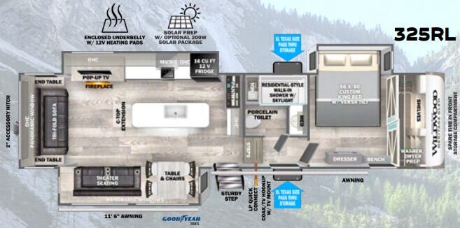 View 2024 Forest River Wildwood Heritage Glen 325RL complete specs and manufacturer brochures