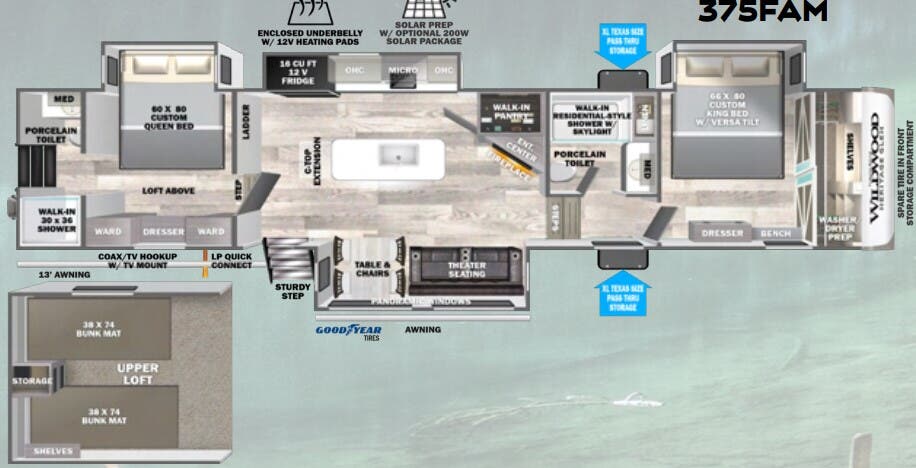 View 2024 Forest River Wildwood Heritage Glen 375FAM complete specs and manufacturer brochures