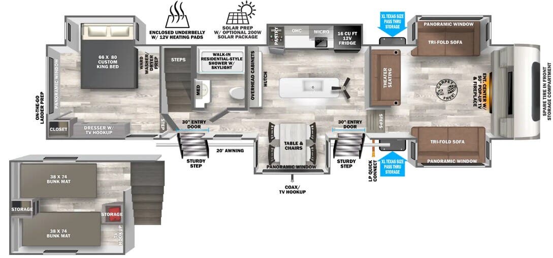 View 2024 Forest River Wildwood Heritage Glen 378FL complete specs and manufacturer brochures