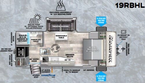 View 2024 Forest River Wildwood Heritage Glen Hyper-Lyte 19RBHL complete specs and manufacturer brochures