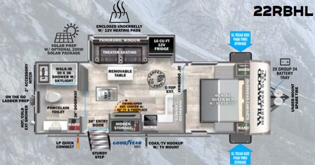 View 2024 Forest River Wildwood Heritage Glen Hyper-Lyte 22RBHL complete specs and manufacturer brochures
