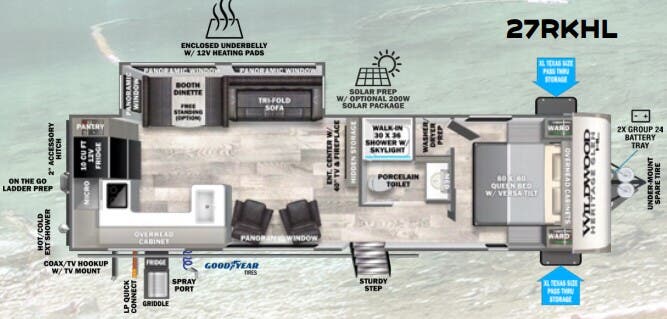 View 2024 Forest River Wildwood Heritage Glen Hyper-Lyte 27RKHL complete specs and manufacturer brochures