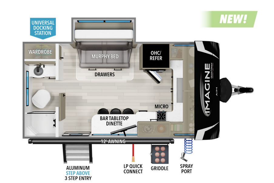 View 2024 Grand Design Imagine AIM 14MS complete specs and manufacturer brochures