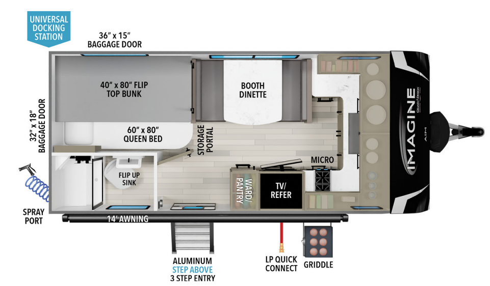 View 2024 Grand Design Imagine AIM 15BH complete specs and manufacturer brochures