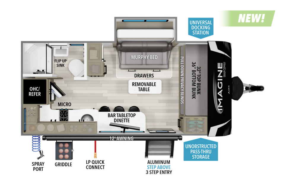 View 2024 Grand Design Imagine AIM 16BL complete specs and manufacturer brochures