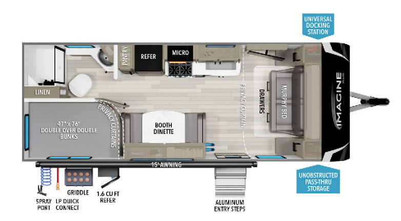 View 2024 Grand Design Imagine XLS 21BHE complete specs and manufacturer brochures