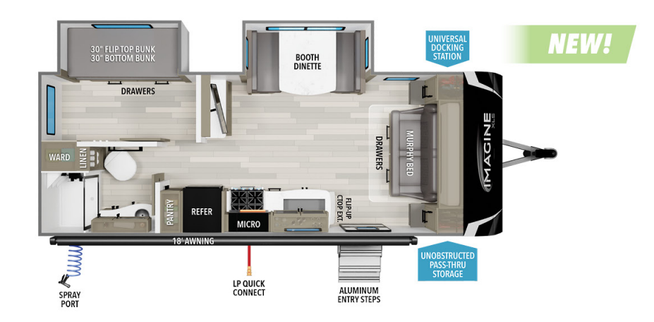 View 2024 Grand Design Imagine XLS 22BHE complete specs and manufacturer brochures