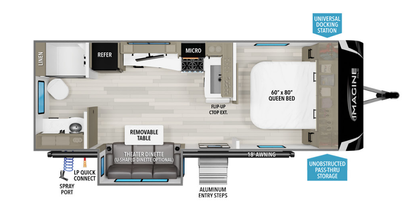 View 2024 Grand Design Imagine XLS 22RBE complete specs and manufacturer brochures