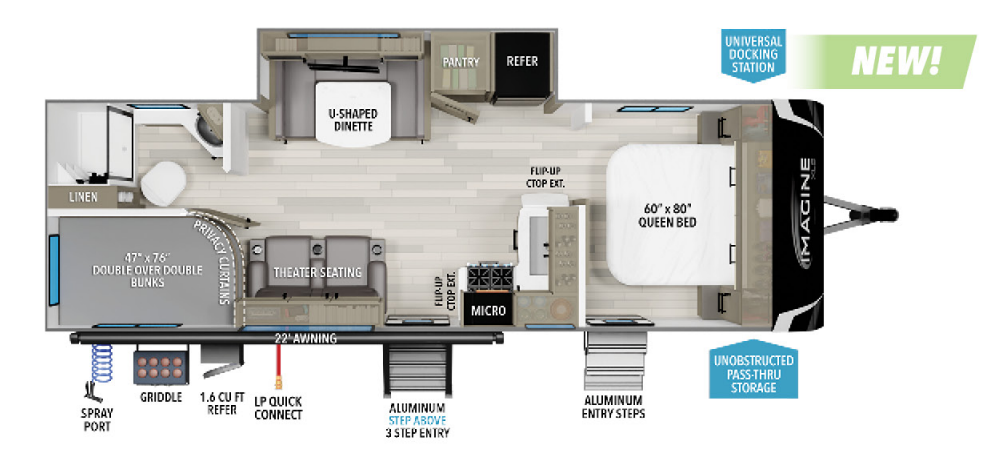 View 2024 Grand Design Imagine XLS 25DBE complete specs and manufacturer brochures