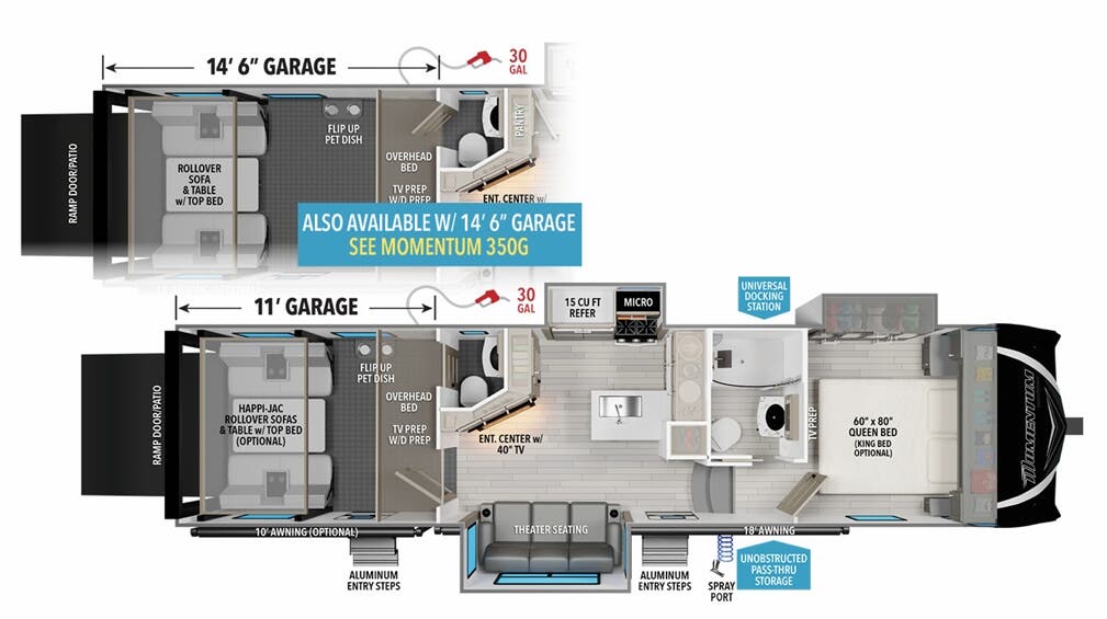 View 2024 Grand Design Momentum G-Class 350G complete specs and manufacturer brochures