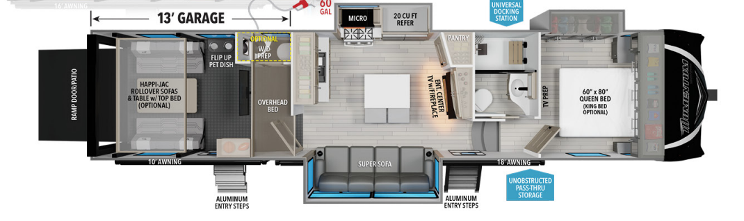 View 2024 Grand Design Momentum M-Class 349M complete specs and manufacturer brochures