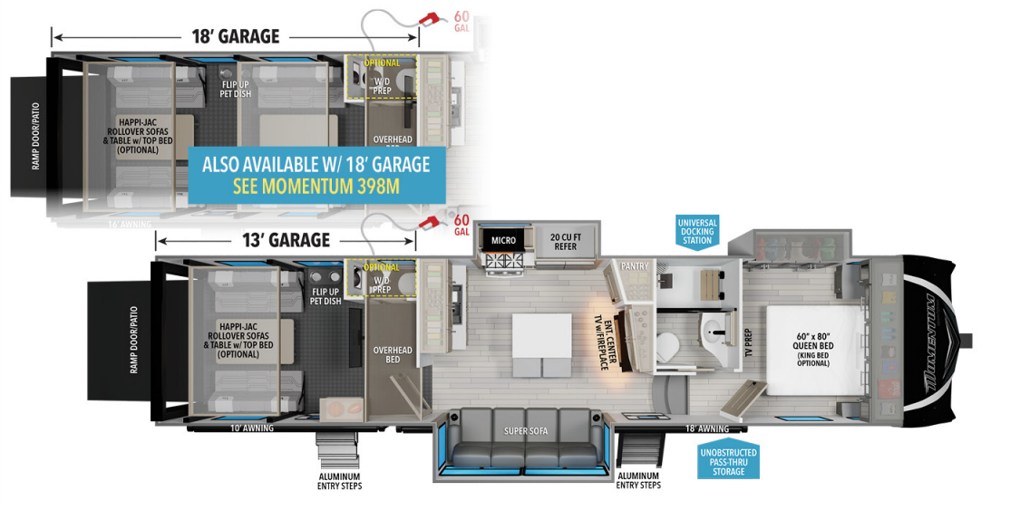 View 2024 Grand Design Momentum M-Class 398M complete specs and manufacturer brochures