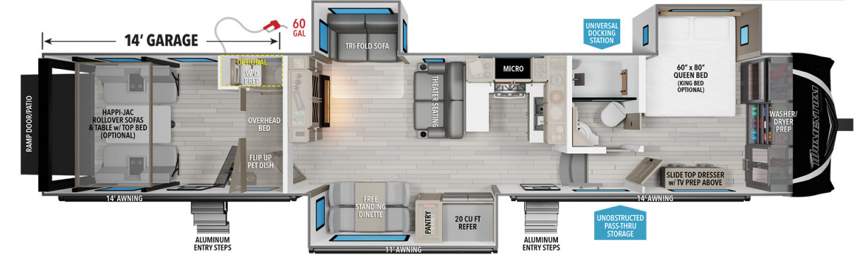 View 2024 Grand Design Momentum M-Class 414M complete specs and manufacturer brochures