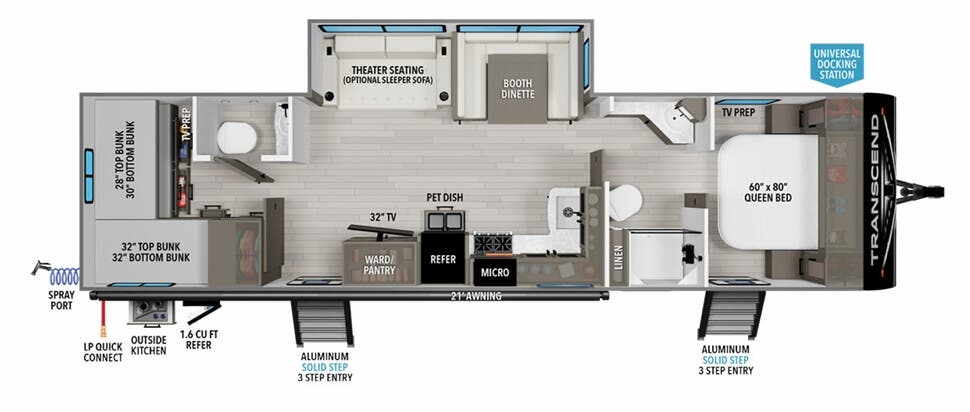 View 2024 Grand Design Transcend Xplor 321BH complete specs and manufacturer brochures