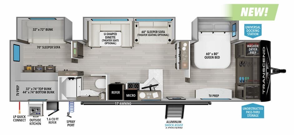 View 2024 Grand Design Transcend Xplor 331BH complete specs and manufacturer brochures