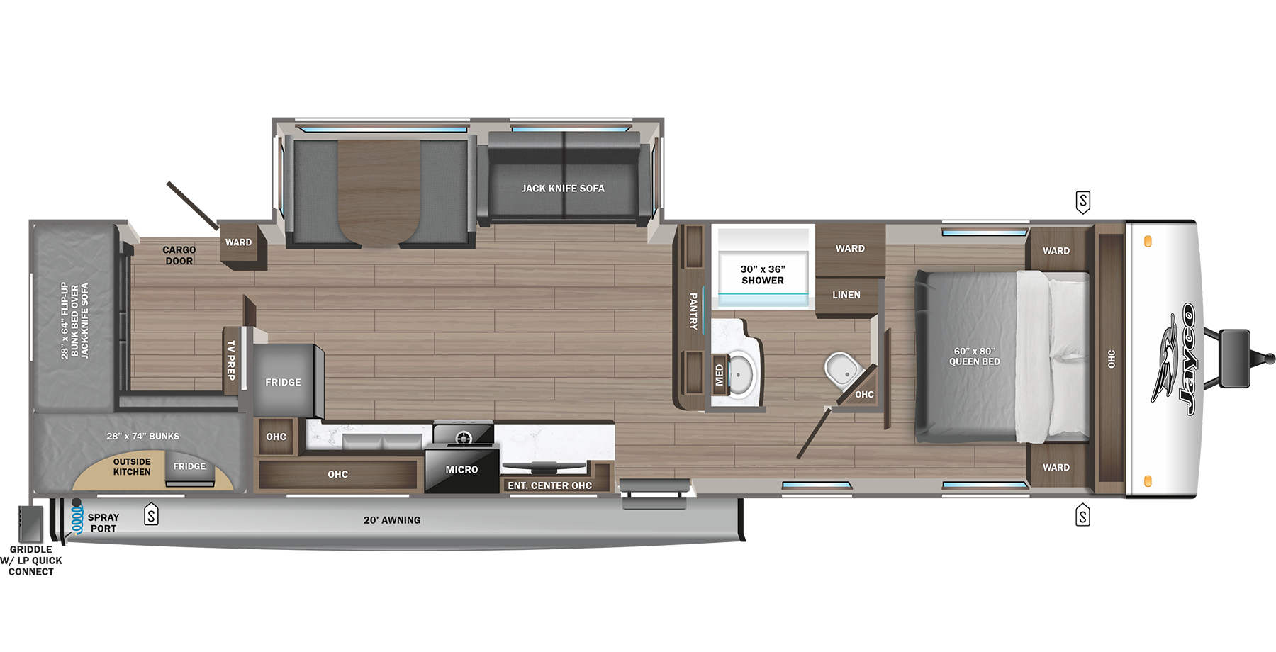 View 2024 Jayco Jay Feather 29QBH complete specs and manufacturer brochures