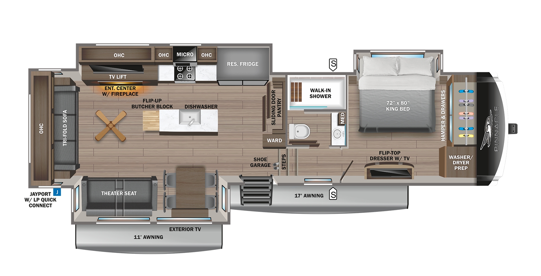 View 2024 Jayco Pinnacle 36KPTS complete specs and manufacturer brochures
